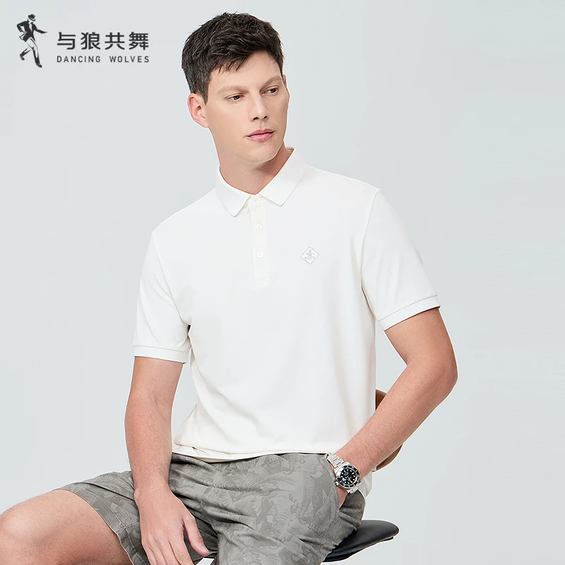 【7A抗菌+桑蚕丝+莫代尔】与狼共舞25弹力短袖T恤夏季短袖POLO衫男