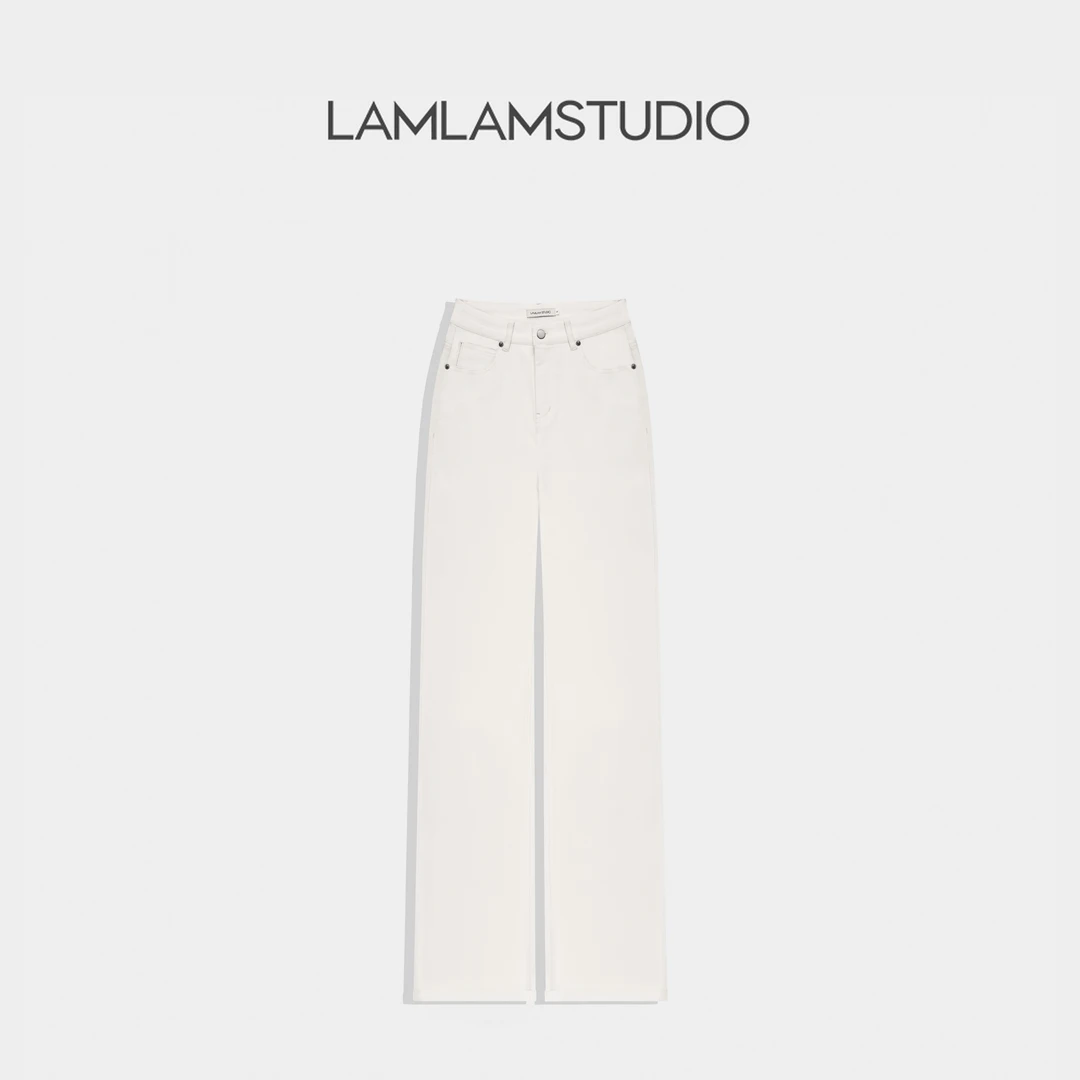 “酵洗叙白”加绒牛仔裤女百搭高腰直筒裤 张一琳 L2411011K