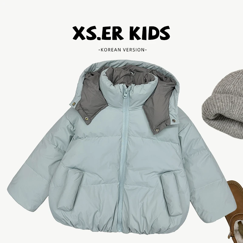 【小首尔】原版-现货男童保暖连帽拼色羽绒服HBB6270