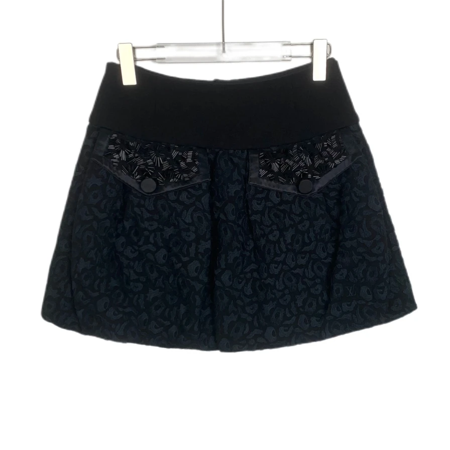 99新 LouisVuitton/路易威登 009254 A字半身裙短裙 黑色 34码