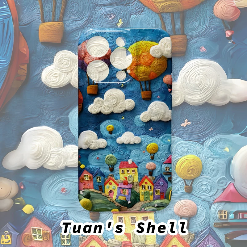 油画气球小镇菲林软壳适用苹果VIVO华为OPPO小米荣耀一加手机壳