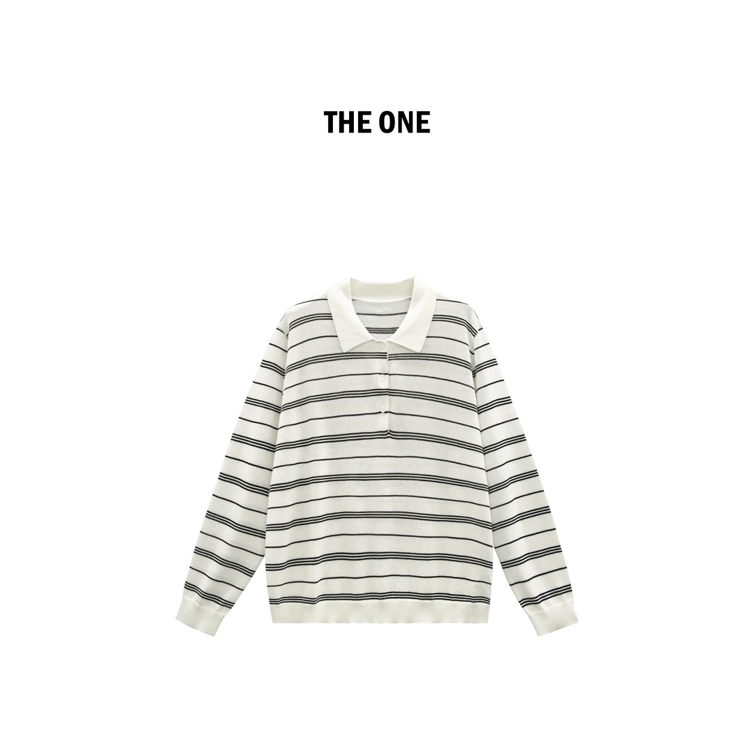 【AZE JIA】miu系polo 早秋新款韩系撞色条纹Polo针织衫CC50628M1