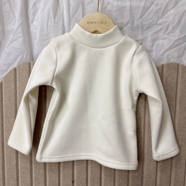 2025儿童冬季新款加绒加厚纯色百搭打底衫