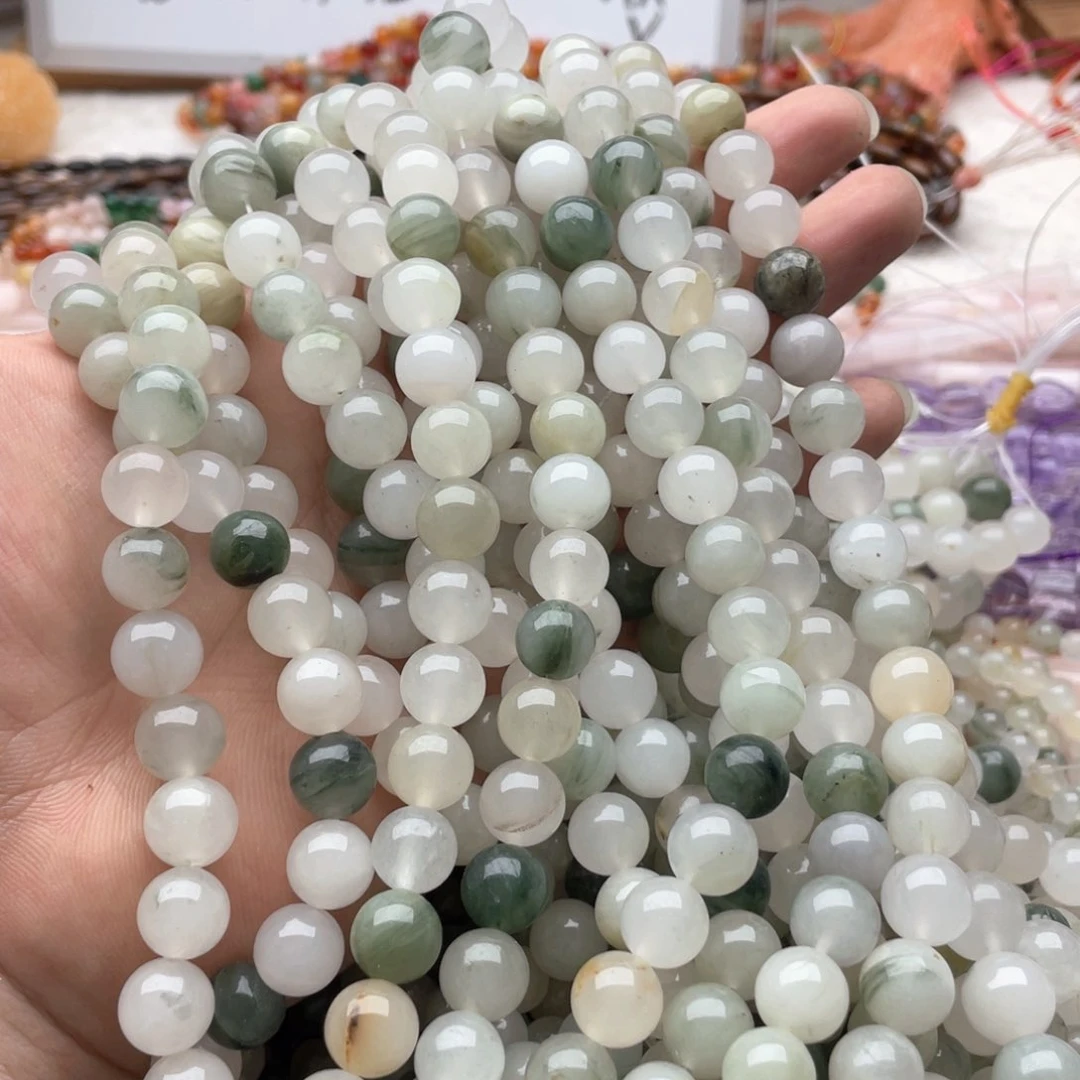 玛瑙/玉髓未镶嵌珠宝半成品两条装卡10mm天山翠圆珠