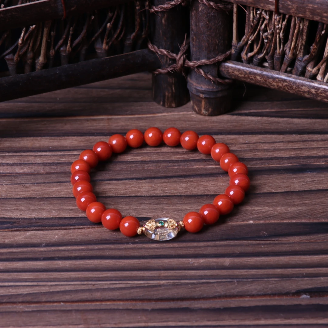 【蚂蚁珠宝】南红玛瑙7mm左右diy圆珠手串一条d812