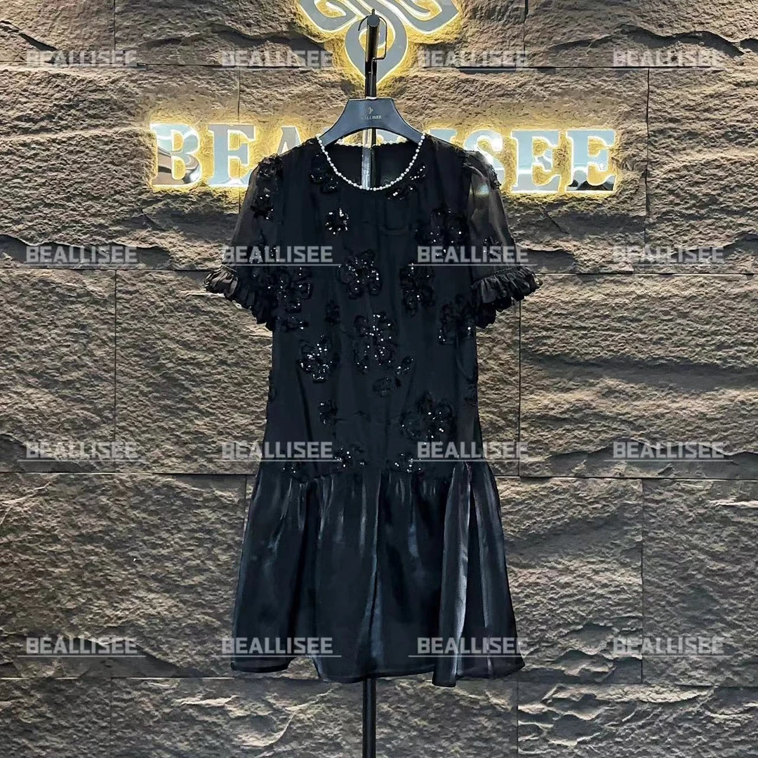 【linda】编号【46】夏季新款大码显瘦时尚气质黑色连衣裙BLS-A093