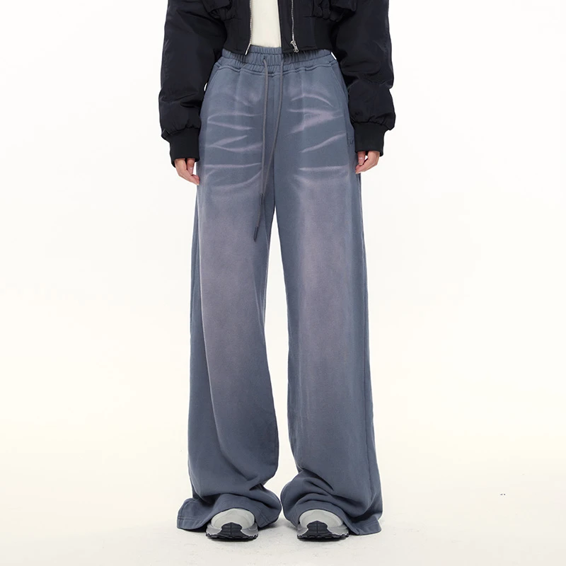 Lexuris乐序 炒色洗水多工艺 辣妹百搭宽松针织裤秋冬410762