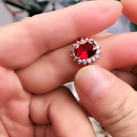 石榴石戒指银S925镶嵌