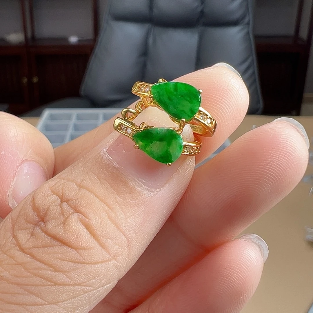 翡翠银S925镶嵌耳饰耳饰42
