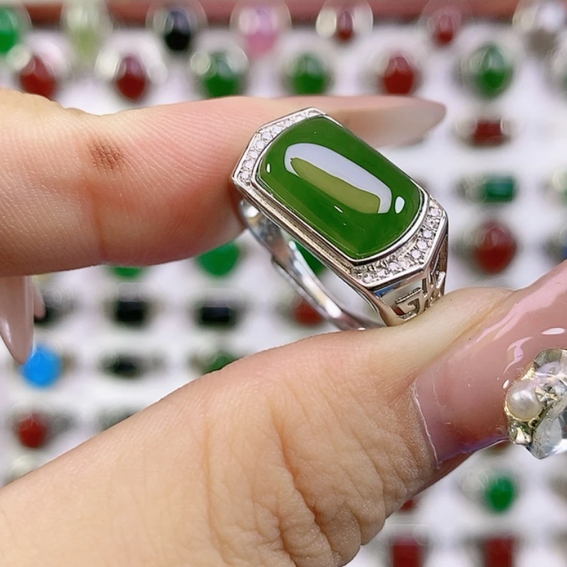 【闪购商品】银S925镶嵌戒指和田玉