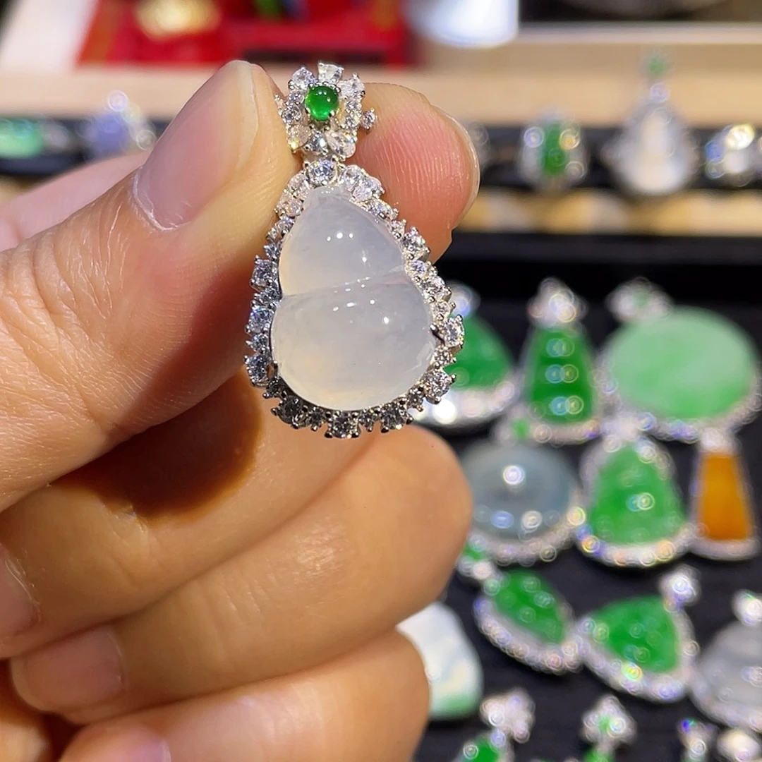 翡翠银S925镶嵌吊坠(不含链)