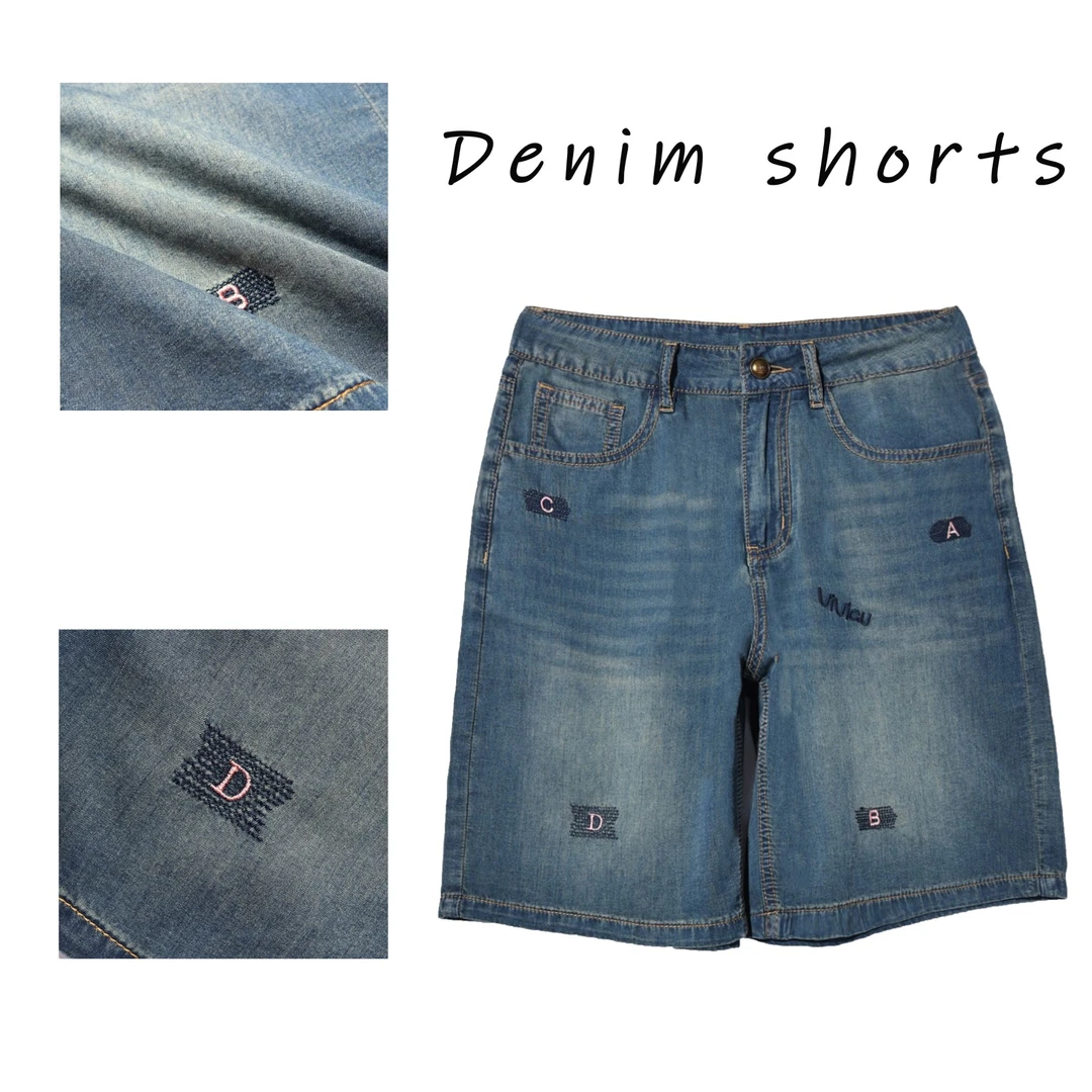 夏季薄款中高腰A字女士牛仔短裤阔腿百搭四分裤