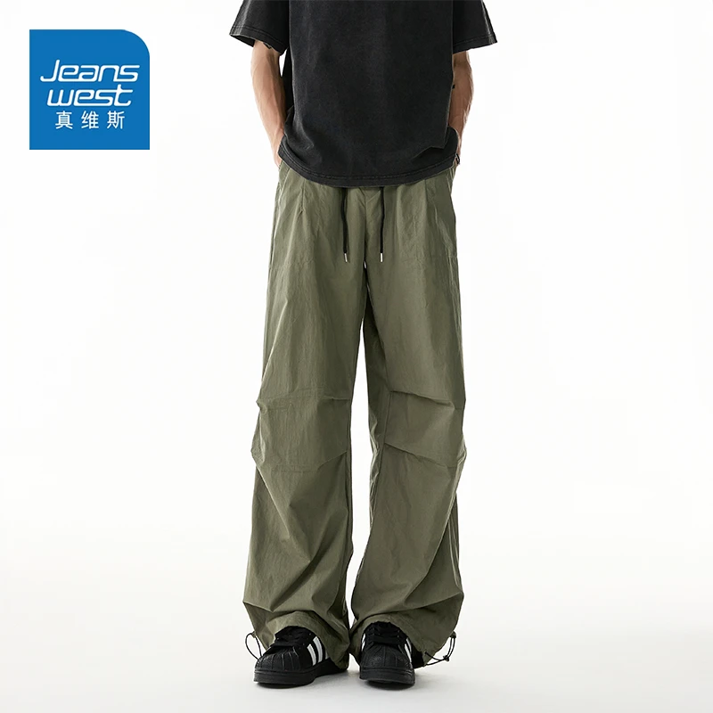 真维斯美式冲锋伞兵裤男2025早秋新款痞帅潮牌夏季宽松直筒休闲裤