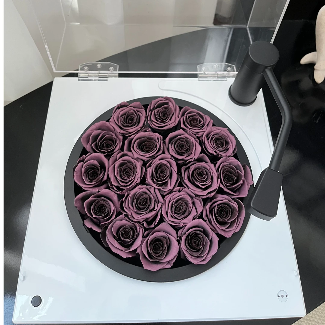 永生花乌梅子酱留声机摆件七夕情人节礼物送女友玫瑰花蓝牙音响