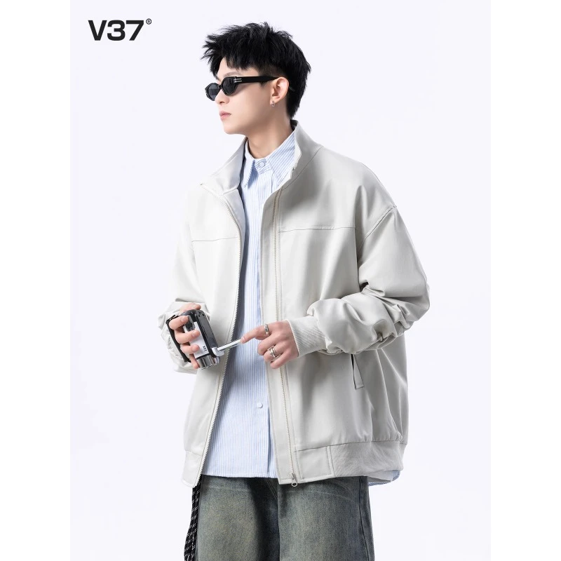 V37美式哈灵顿外套男款春季新款cleanfit高街潮牌休闲飞行员夹克