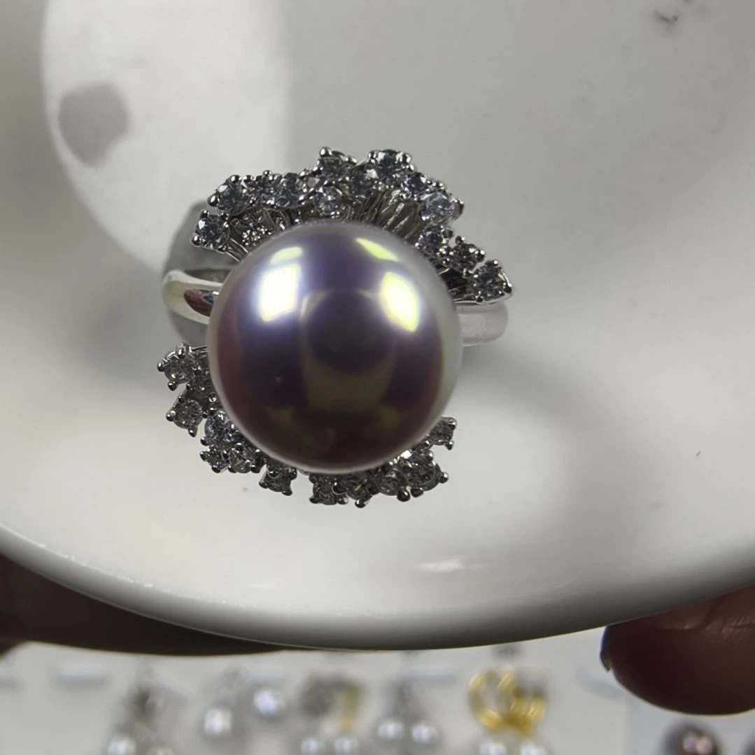 淡水珍珠耳饰银S925镶嵌