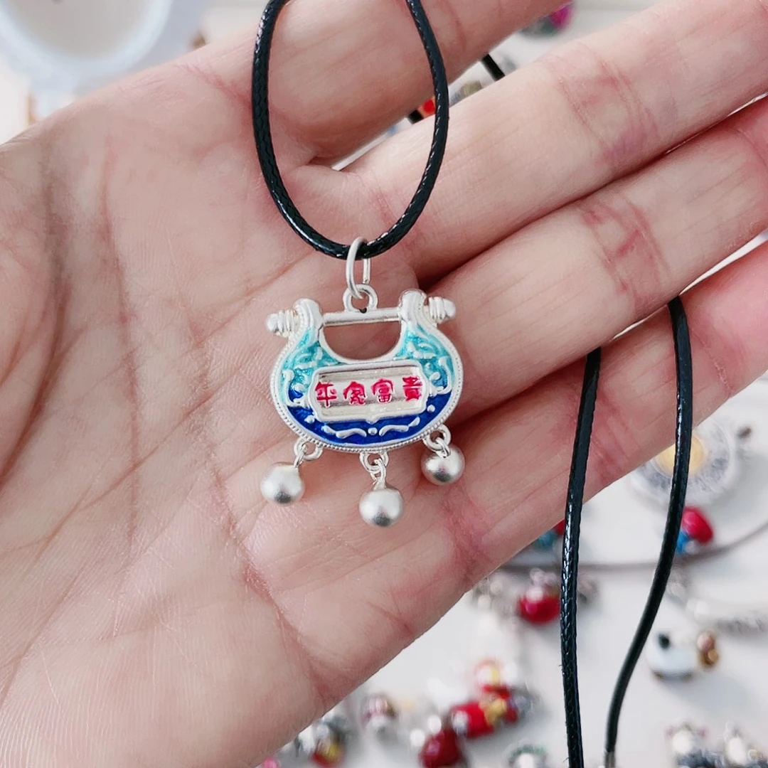 珐琅吊坠足银平安富贵