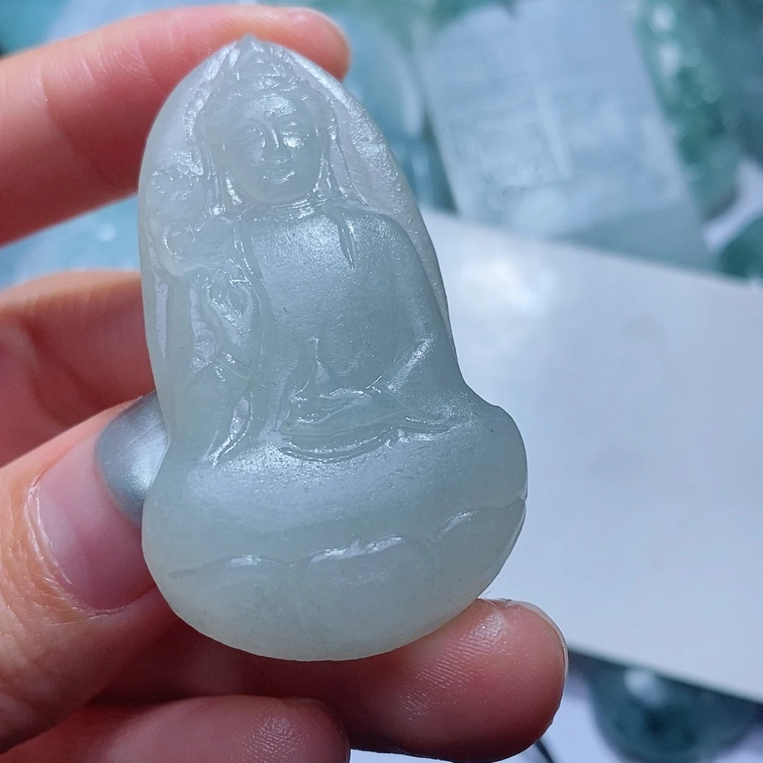 定制翡翠未镶嵌毛货付款后确认抛光