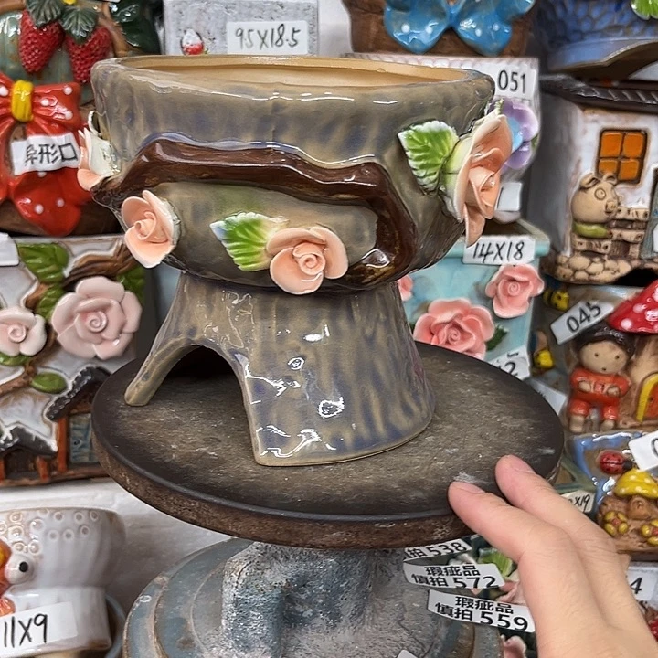 紫砂花盆粗陶材质多肉花盆