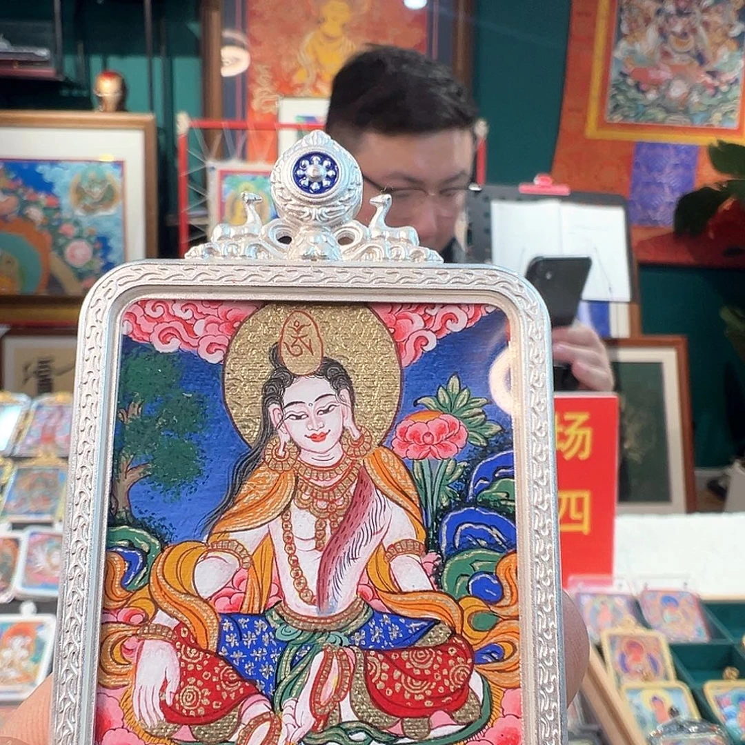 牛***糖吊坠纯手绘唐卡水月