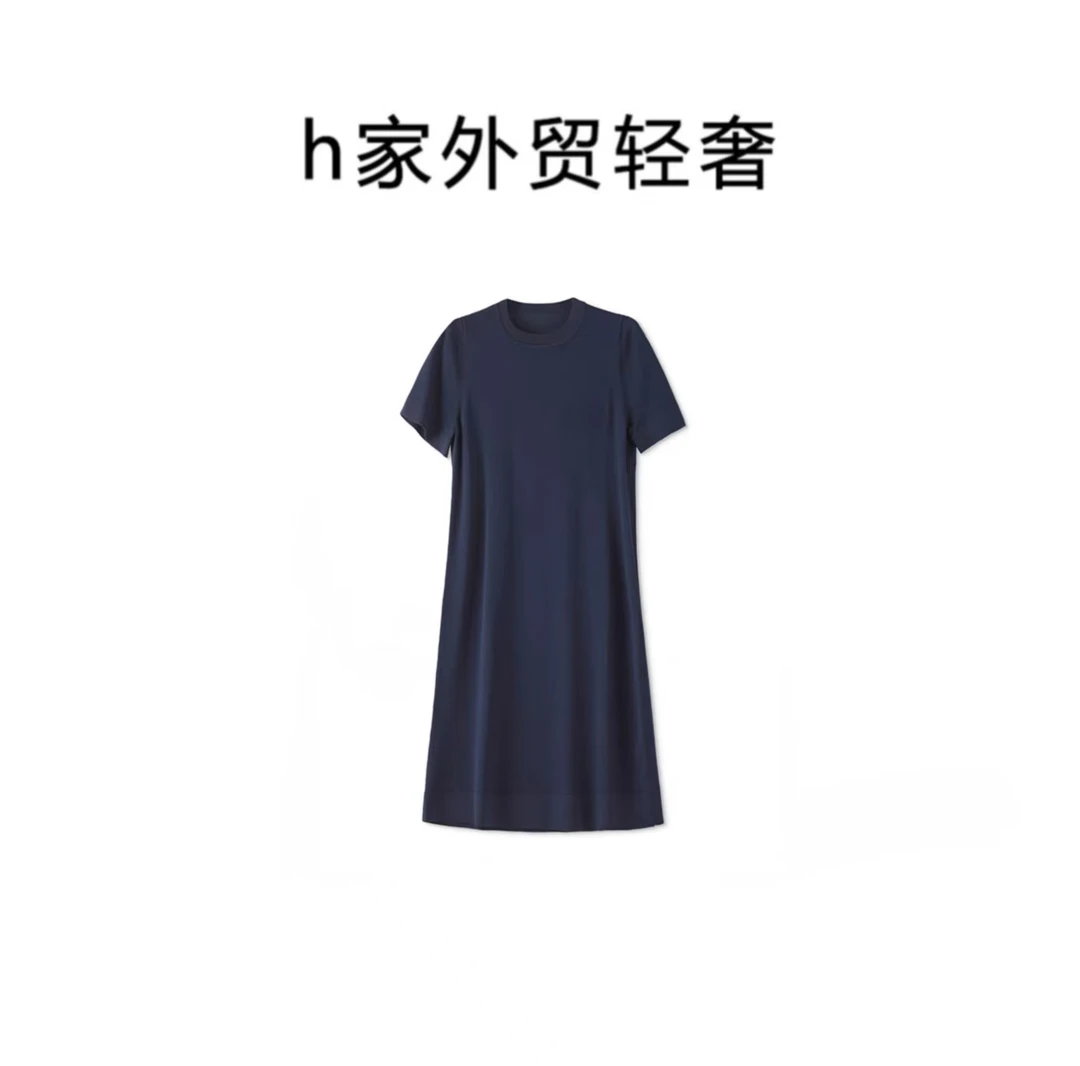 【胡哥海淘】T*B春夏短袖针织连衣裙刺绣胸口彩色水钻轻奢时尚简约