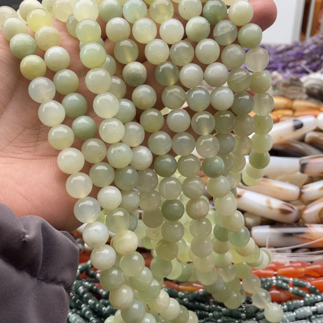 玛瑙/玉髓合金珠宝半成品一条装卡10mm岫玉圆珠