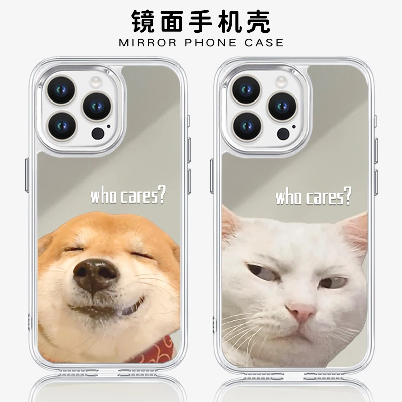 【傲娇白猫】适用苹果16promax手机壳iphone15防摔14全包情侣镜面壳