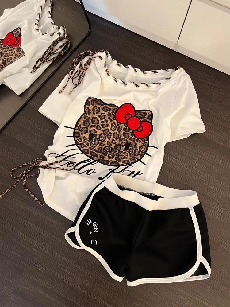 【小猫印花】韩系凯蒂猫睡衣女士夏日新款卡通2025新款短袖短裤套装