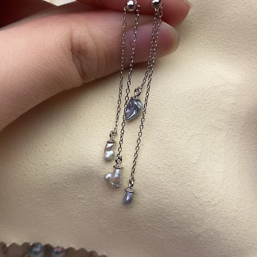 海水珍珠耳饰银S925镶嵌