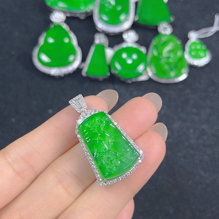 翡翠银S925镶嵌吊坠(不含链)