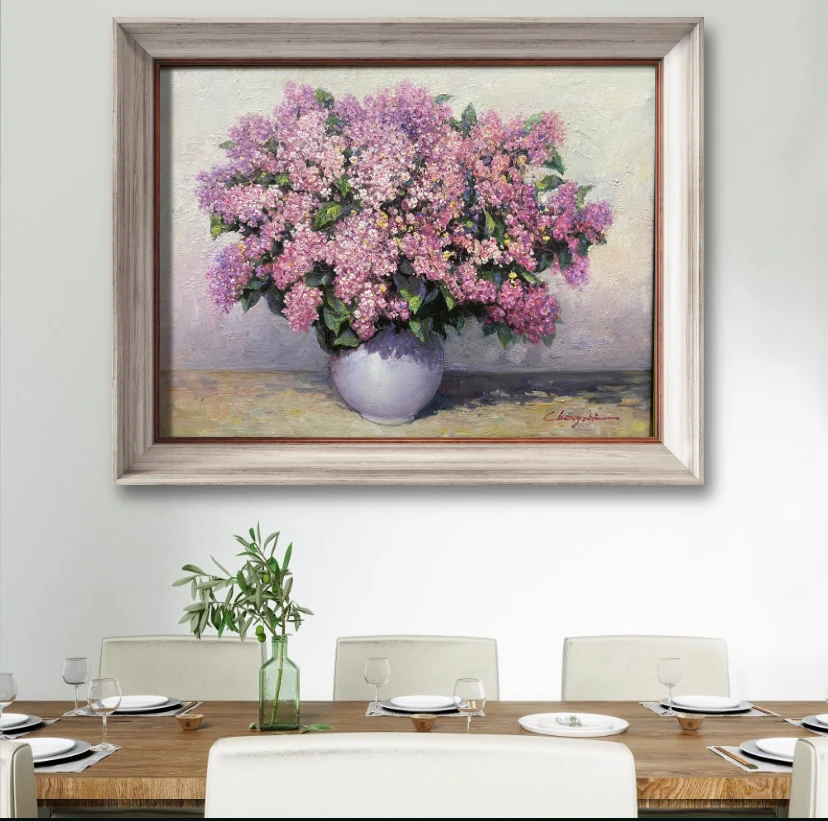 高端手绘油画简约带框装饰画适用于卧室书房客厅沙发背景