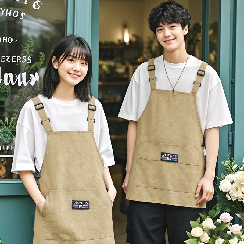 情侣款防泼水围裙家用厨房做饭防污围腰定制印字餐饮专用工作服女