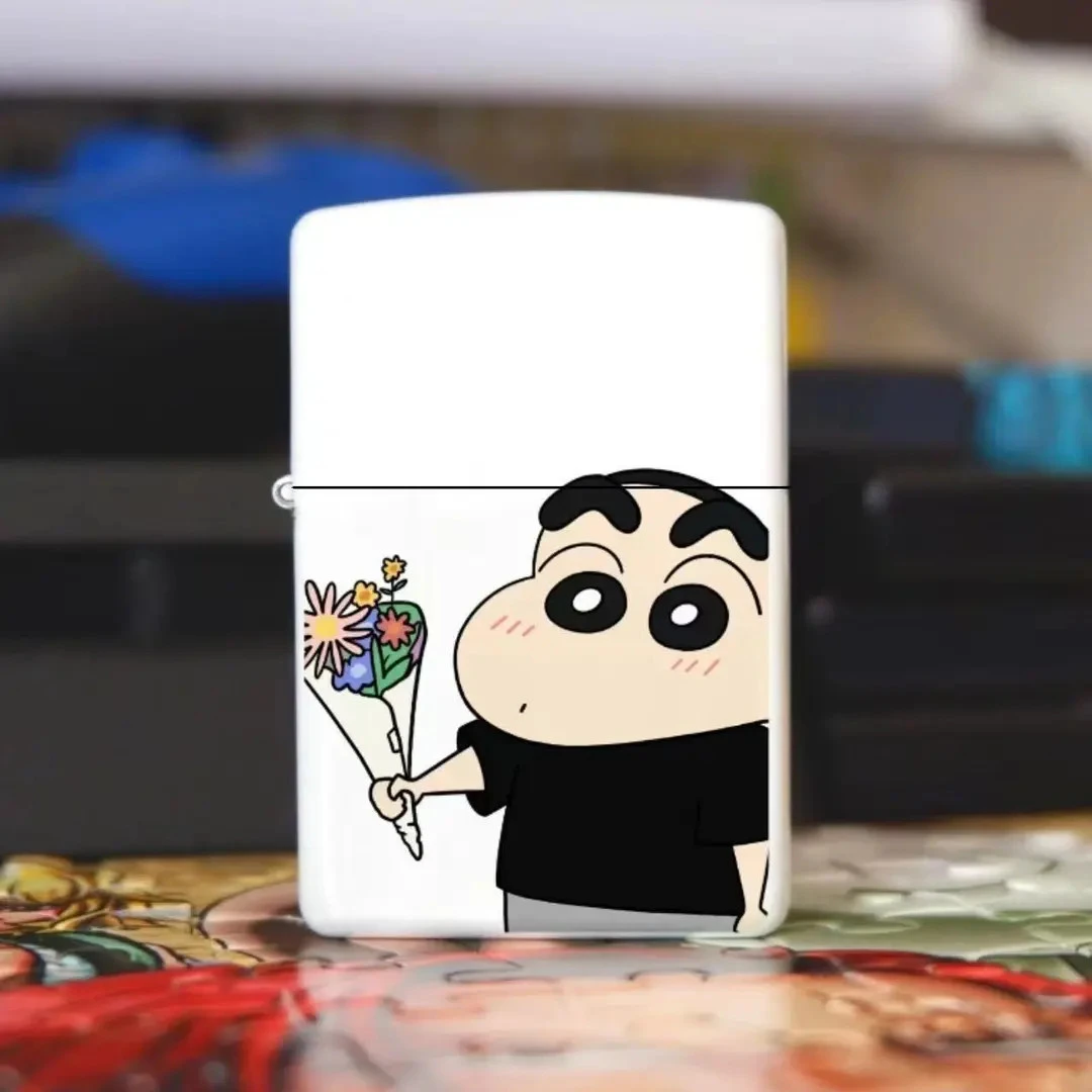 【蜡笔小新送花】煤油打火机个性金属颜值国潮可爱卡通复古煤油创意