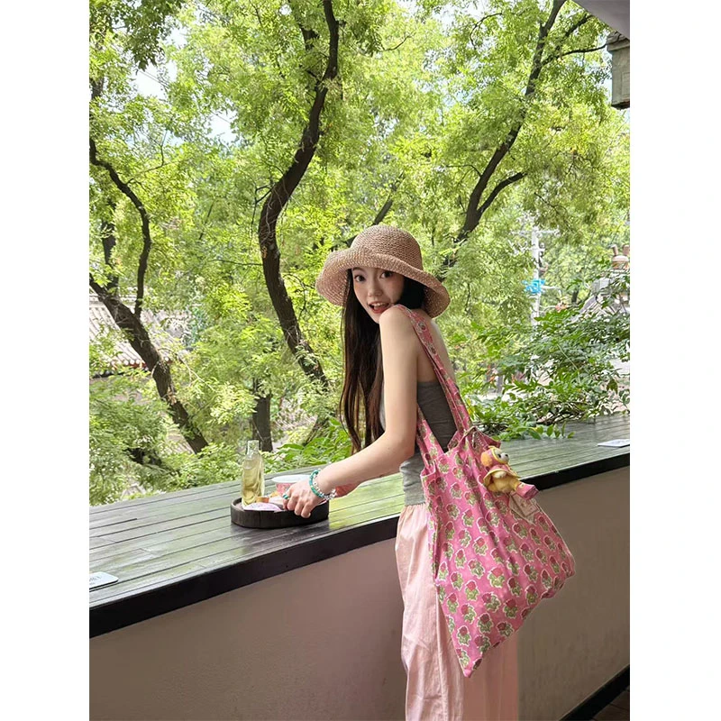 韩系穿搭灰色百搭吊带背心修身无袖木耳花边拼接高腰阔腿裤两件套