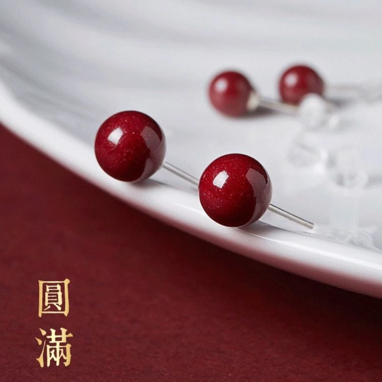 925银银制品 【师傅推荐】本命年红色吉祥耳钉新年必备手工耳钉