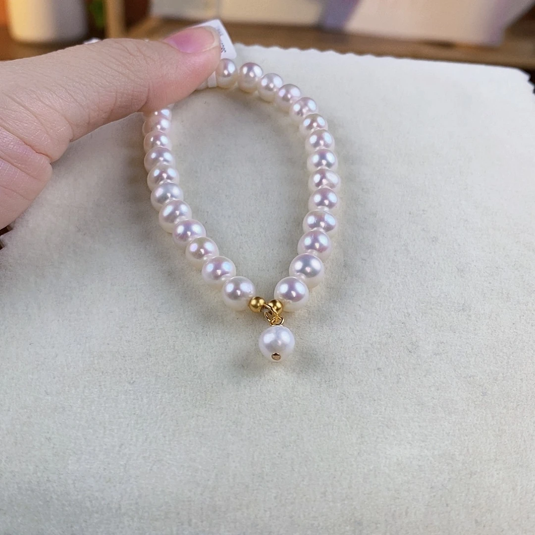 银S925镶嵌手绳淡水珍珠