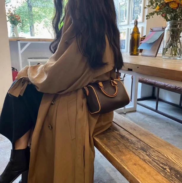 法国MK波士顿枕头包女2024新款高级感复古手提包包真皮单肩斜挎包