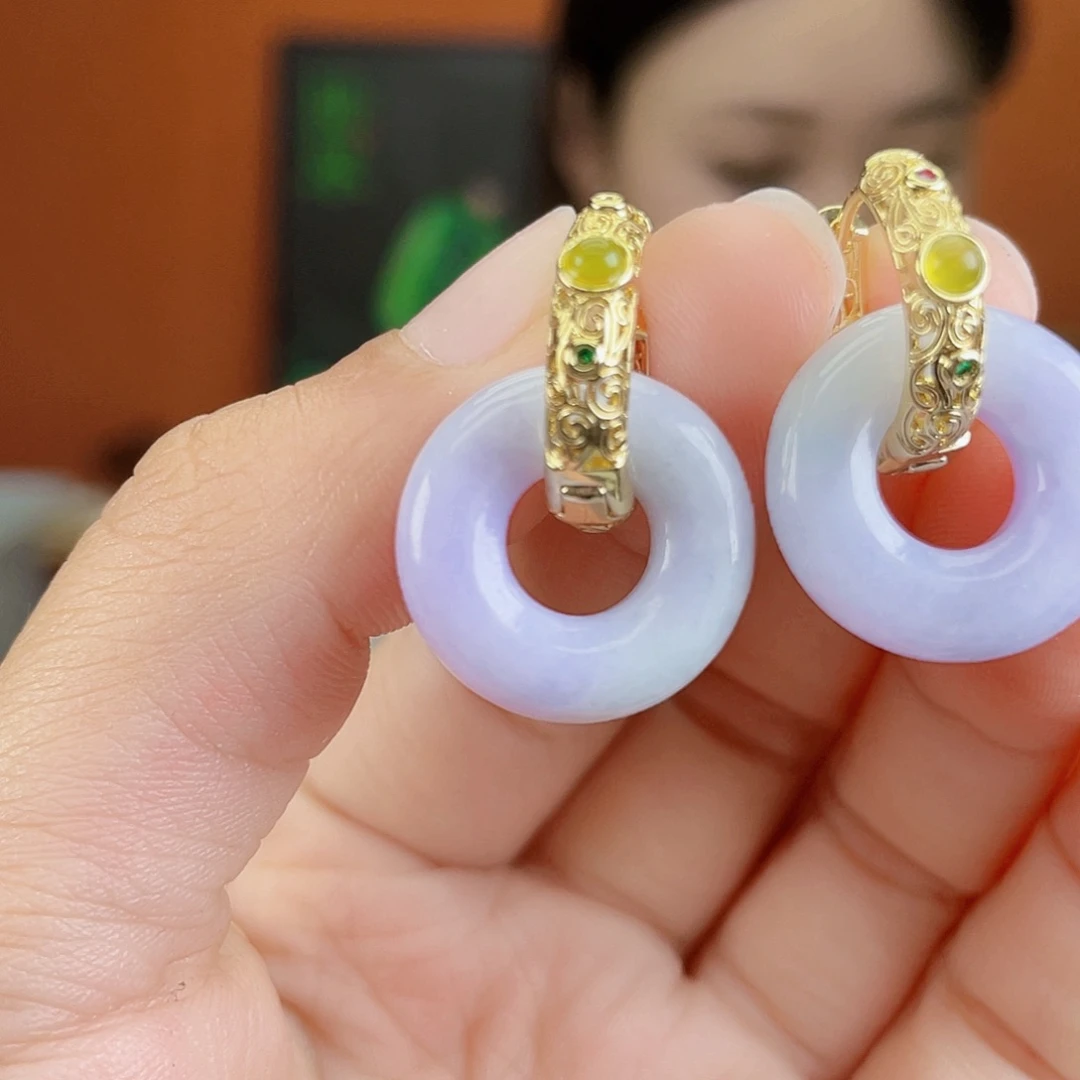 翡翠未镶嵌耳饰饰品