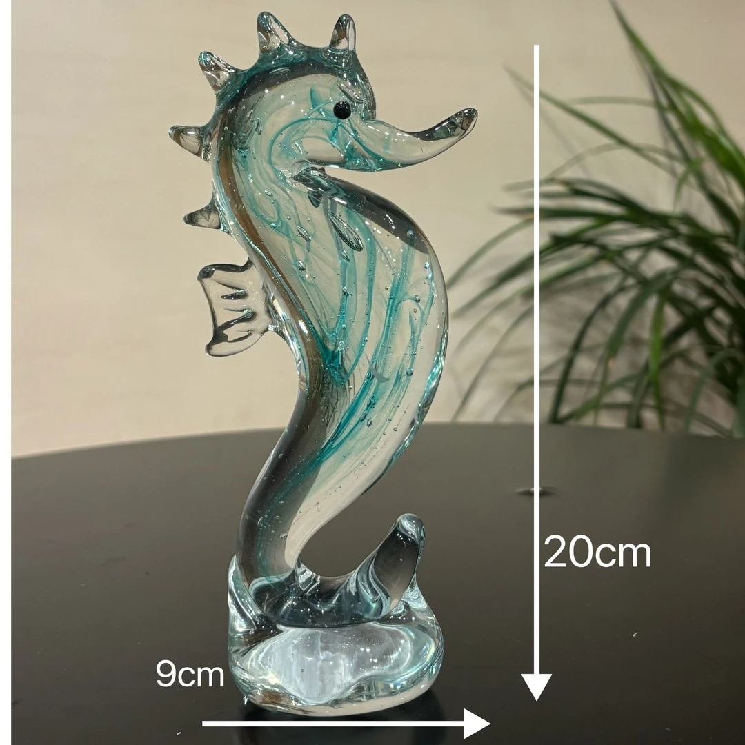 淄博琉璃手作海马摆件微瑕孤品蓝色轻奢纯手工