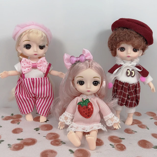6寸16厘米bjd换装洋娃娃公主ob11身体时尚牛仔帽子衣服女孩玩具