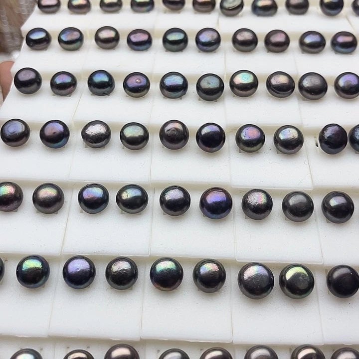 玛瑙/玉髓未镶嵌珠宝半成品一对9mm左右炫彩螺纹珍珠耳钉