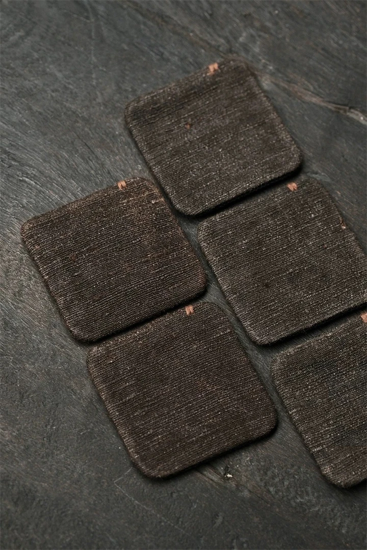 几席之上手作织物 双宫香云纱杯垫  手缝杯垫 公道杯垫 垫纯手工