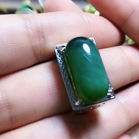 和田玉银S925镶嵌挂件