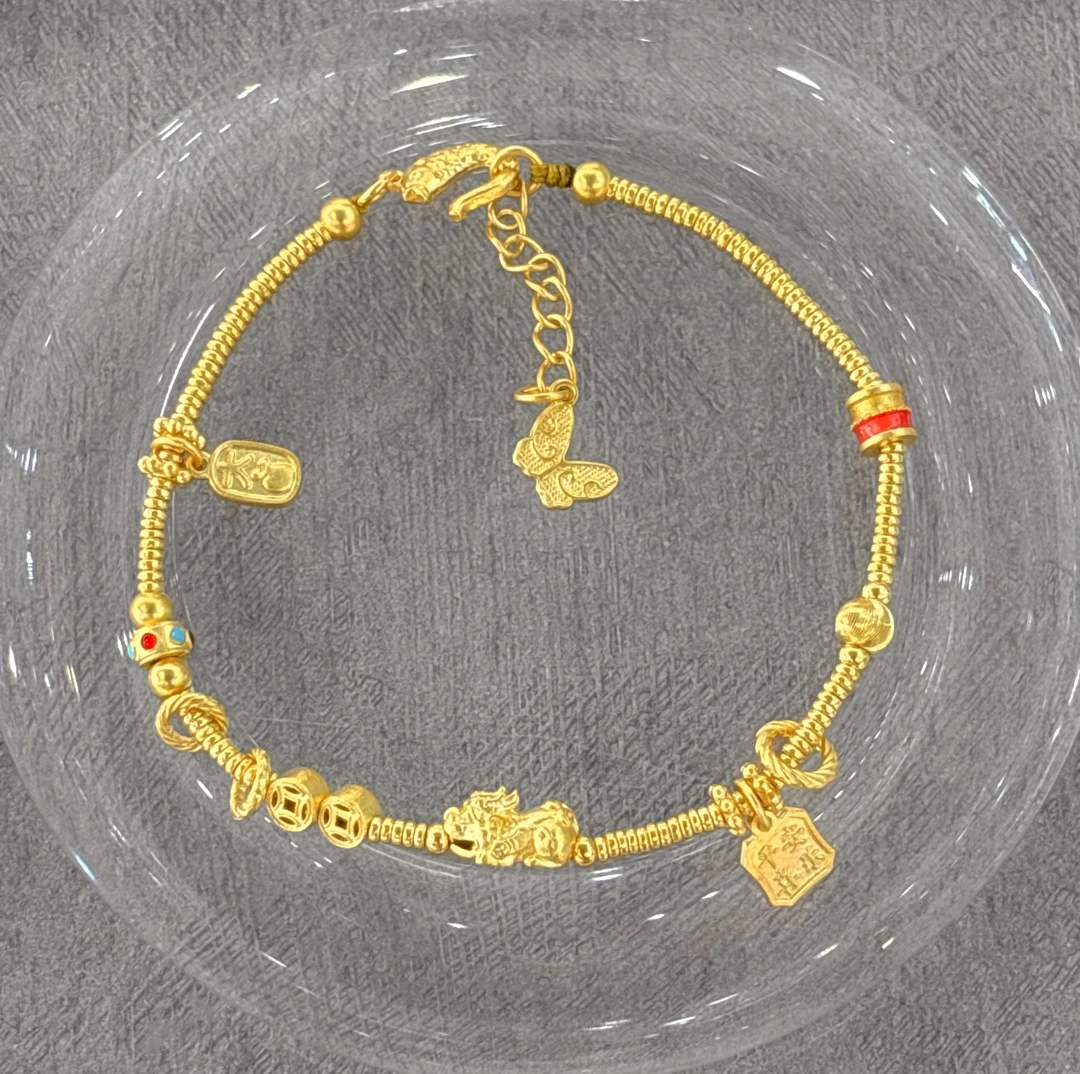 1D足金古法盘缠貔貅手链9.85g