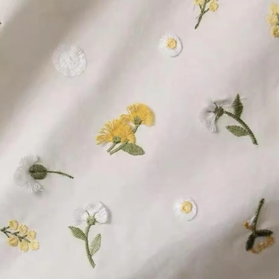 【绒兰】高端定制！全棉高精刺绣镂空蕾丝布料 503号小雏菊