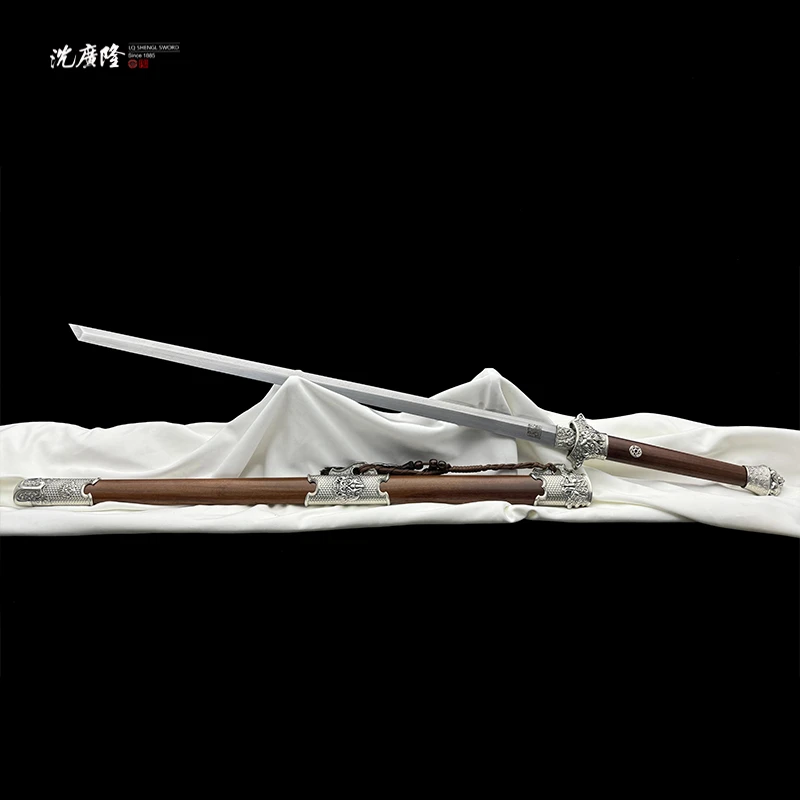 龙泉沈广隆-醒狮唐刀 酸枝木 白铜 花纹钢 手工 宝剑 未开刃