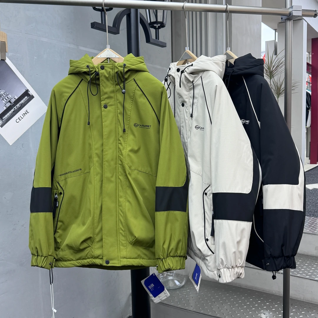 【一路向北】情侣款派克冲锋衣加厚绒！棉服拼接结构潮牌棉服Z-6017