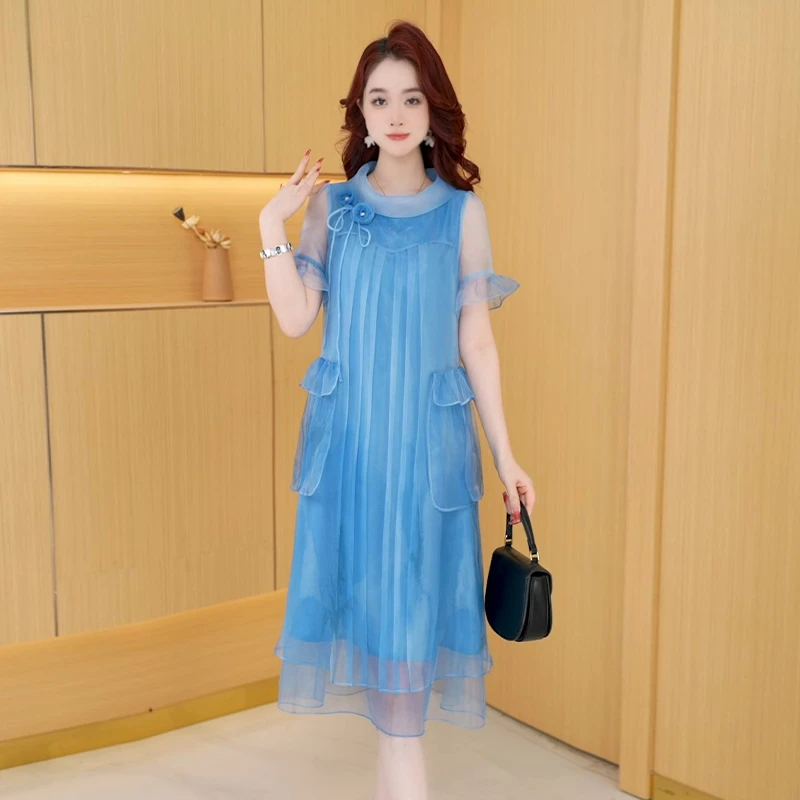 【连衣裙】夏季新款时尚修身气质高贵洋气宽松显瘦减龄碎花连衣裙