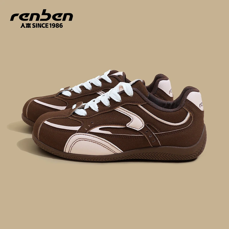 人本官方旗舰店2025新款系带秋增高耐磨休闲板鞋女鞋女款透气ins