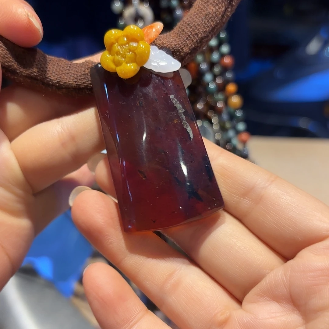 琥珀未镶嵌颈饰原创